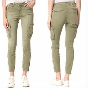 L'Agence Montgomery Skinny Cargo Pants Jeans Brigade Green Size 28 Zipper Ankle